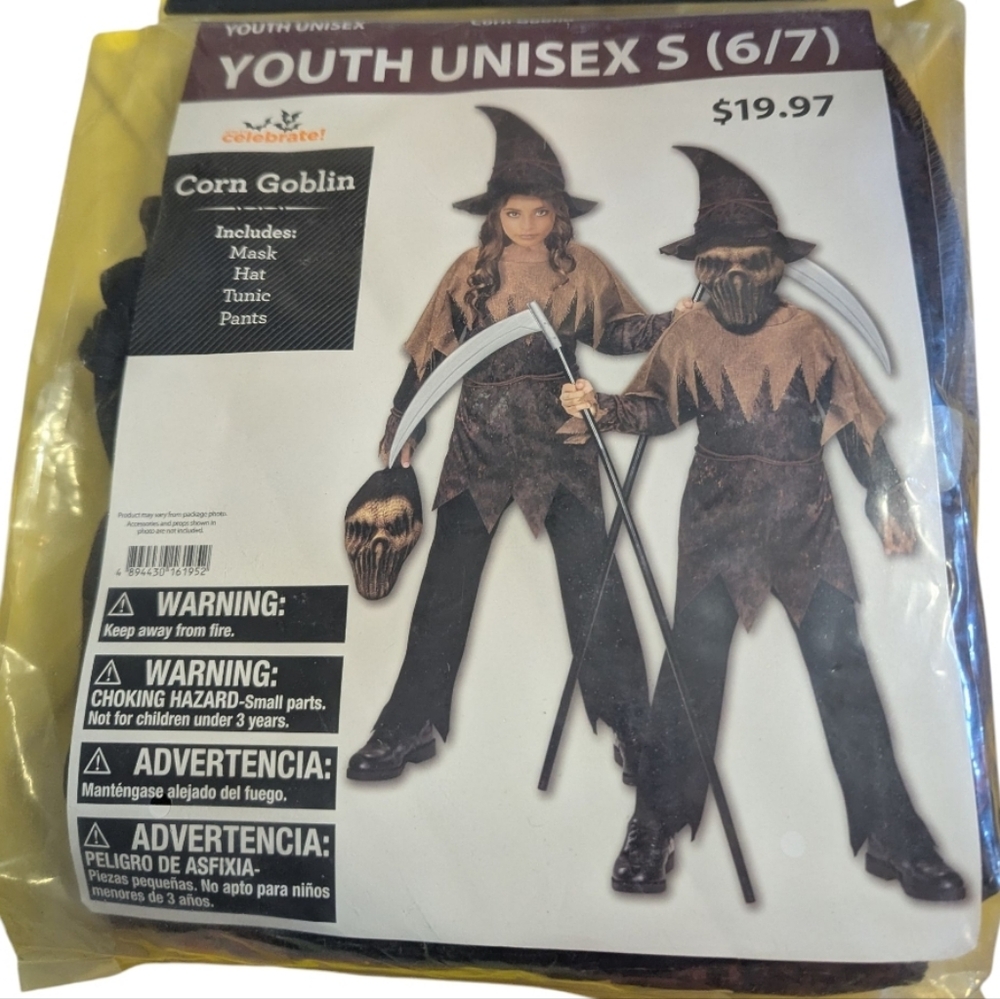 Celebrate Corn Goblin Costume S 6/7 Brown Halloween